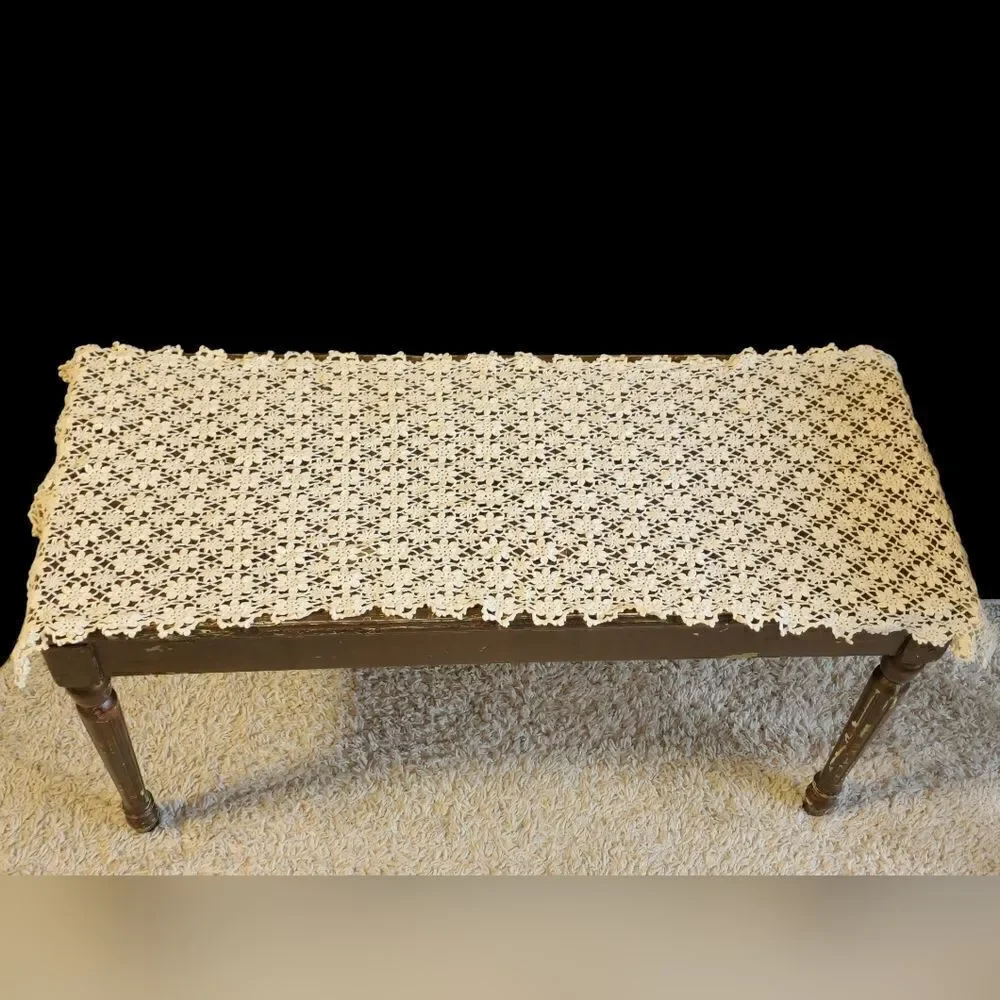 Vintage crocheted flower pattern table runner